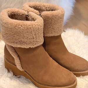 Dolce Vita Hug H2O Cozy Tan Shearling Winter Boots mushroom suede